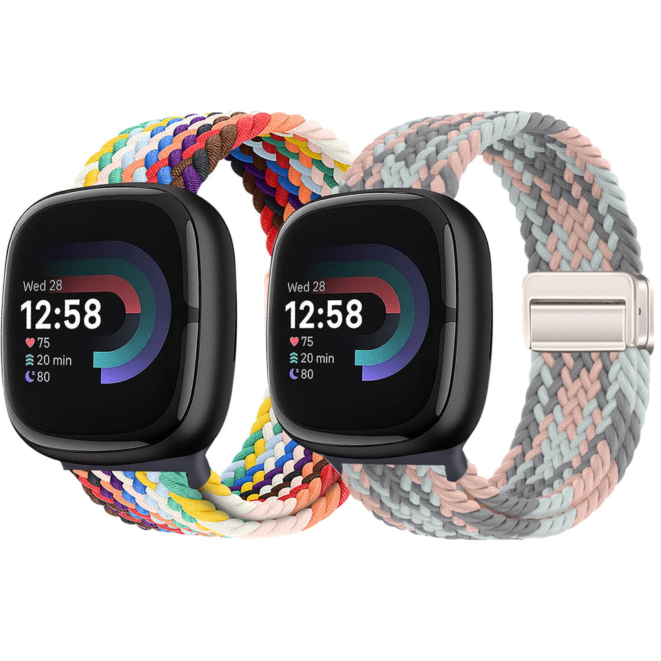 Yeahxing braided band for Versa 4 with soft elastic nylon for all-day comfort.