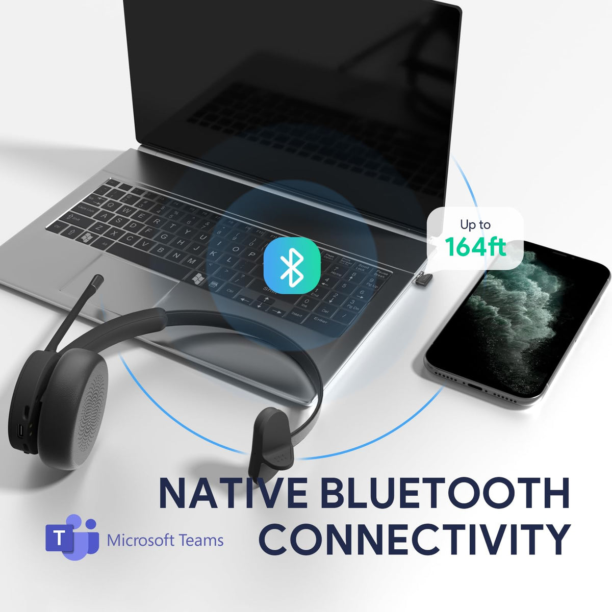 Yealink BH70 microphone close-up for crisp voice capture during calls.