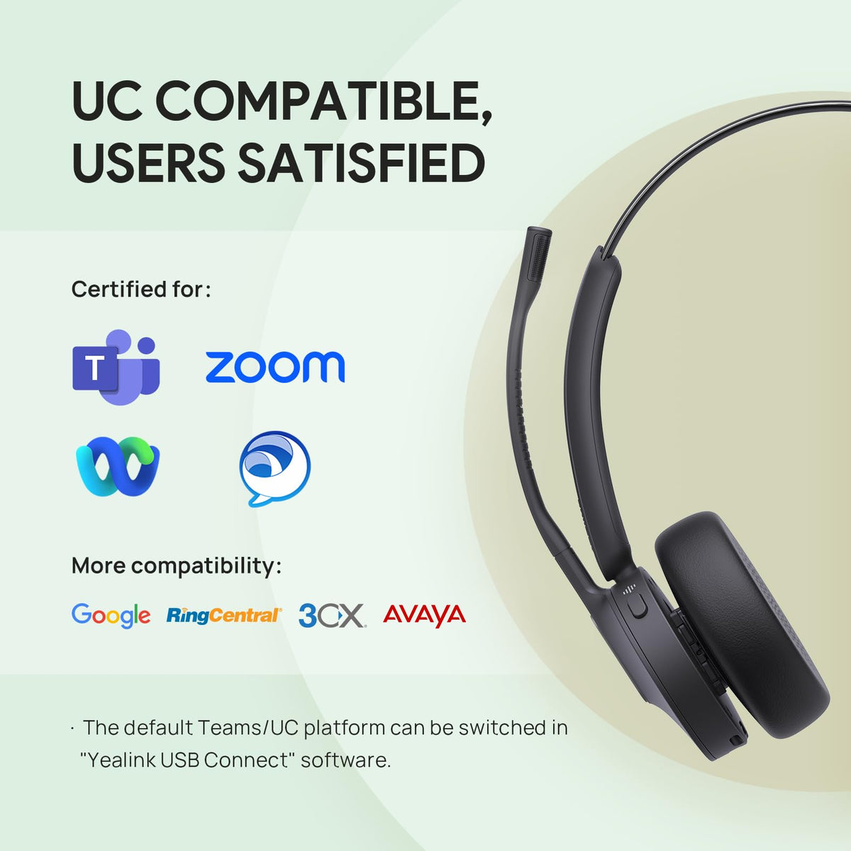 Yealink BH70 mono beamforming mic demonstrates superior mic pickup for clear remote meetings.