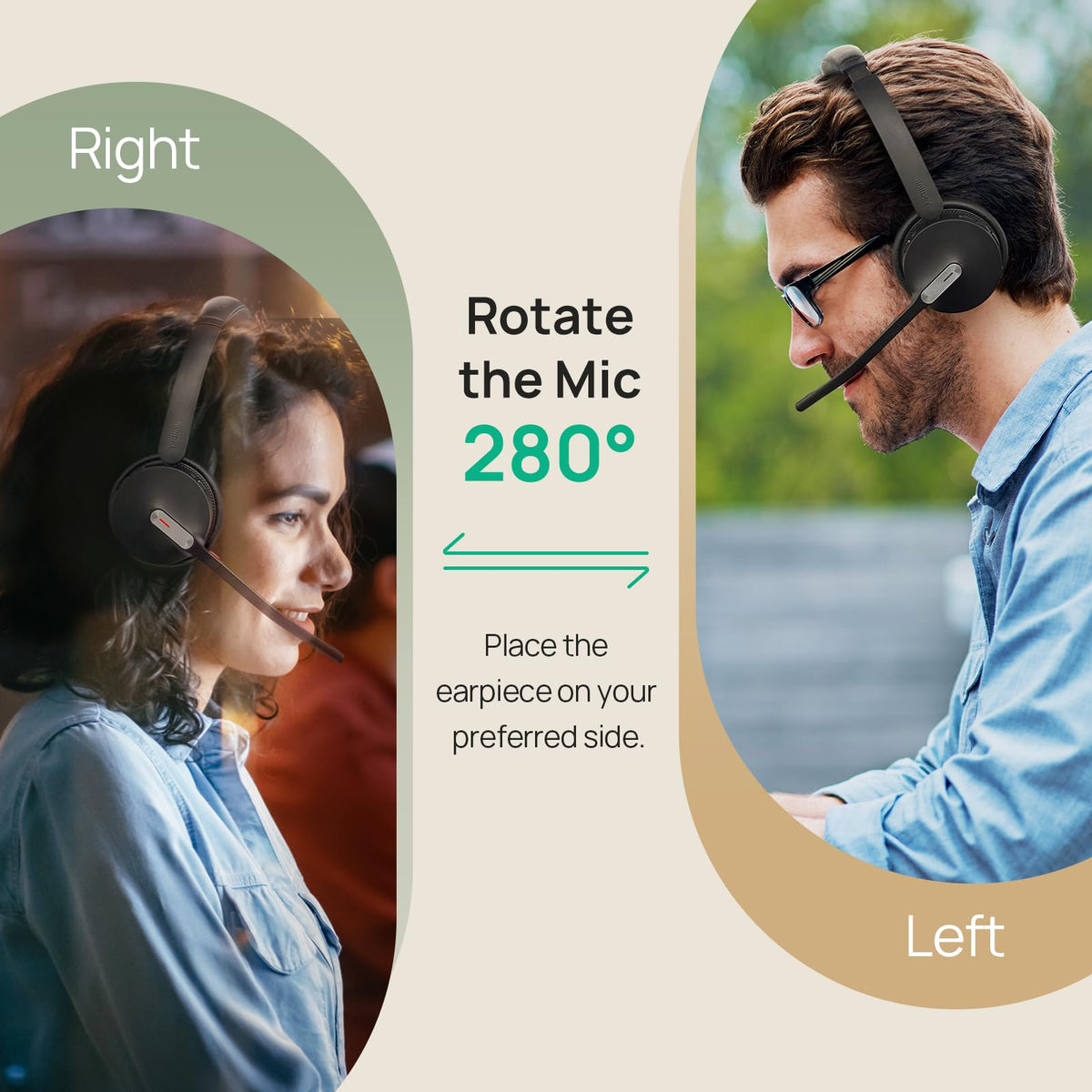 Yealink BH70 mono with noise cancellation isolates your voice amid busy environments.