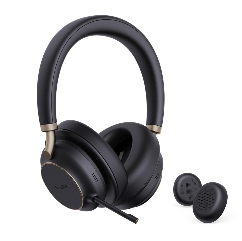 Yealink BH76 Plus headset worn over the ears for all-day comfort.