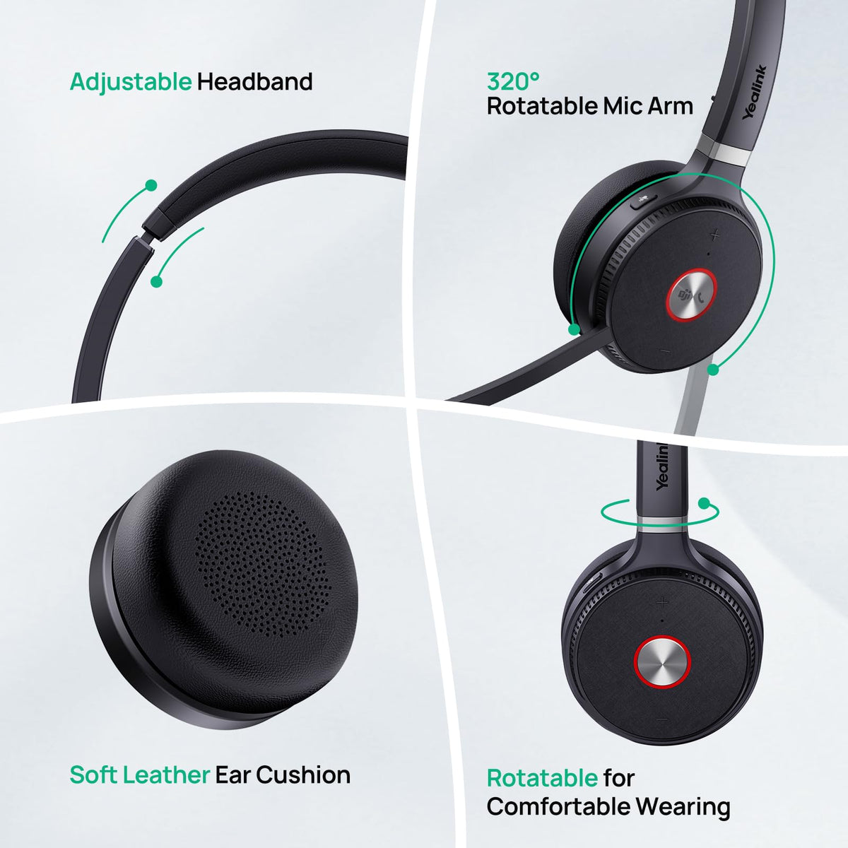 Yealink cushion next to coin for scale showing compact size and correct headset fit