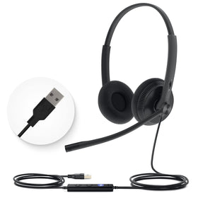 Yealink UH34 front view showing lightweight headband and earcups for comfortable wear
