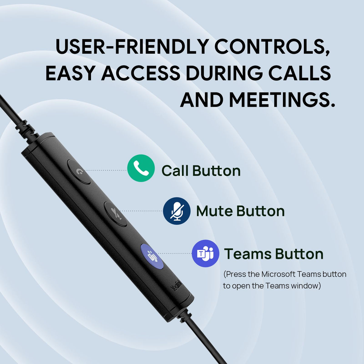 Yealink UH34 headset in use at a desk with laptop showing reliable VoIP call performance