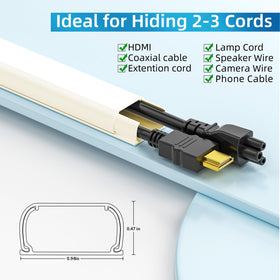 Yecaye hides 2-3 cords behind a slim cord cover to reduce clutter.