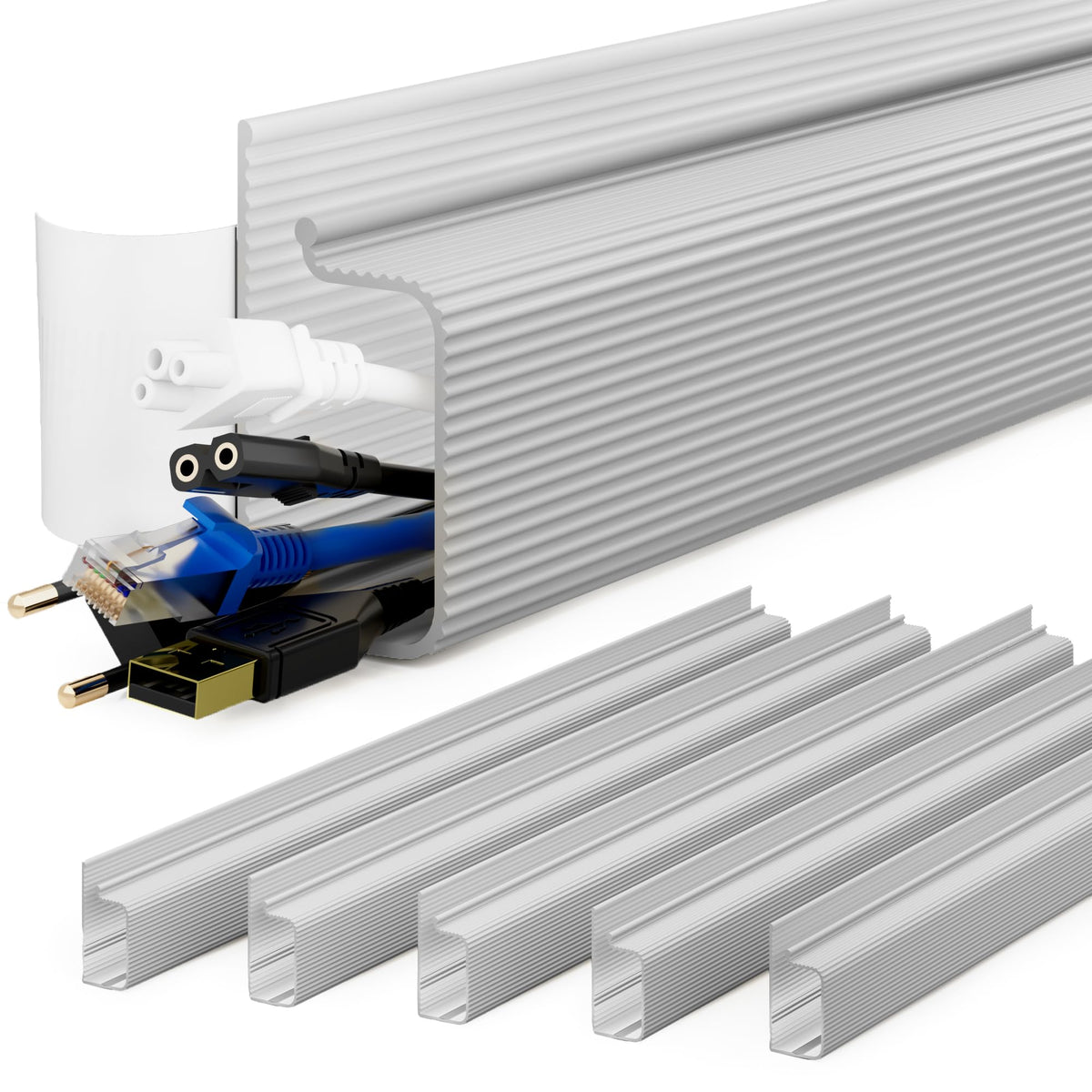 Yecaye 94.2 in under-desk cable management kit keeps cables neatly organized