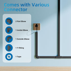 Yecaye cable concealer mounted along baseboard hides cables neatly.