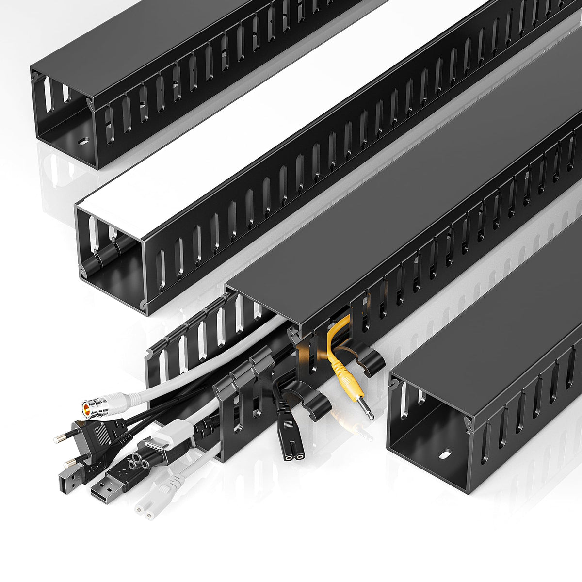 Yecaye under-desk cable management with open-slot design for easy routing