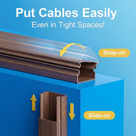 Yecaye Cherry finish cord hider complements cherry-toned furniture