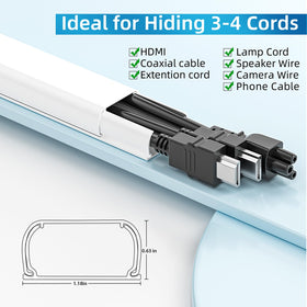 Yecaye cord cover for 3-4 cords on the wall keeps cables organized.