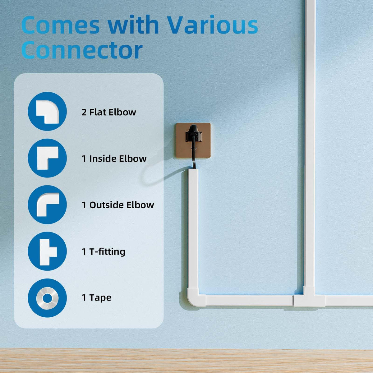 Yecaye cord cover hides 2-3 cords for a neater desk and room.