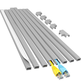 Yecaye cord hider on wall conceals a long grey cable for a clean look.