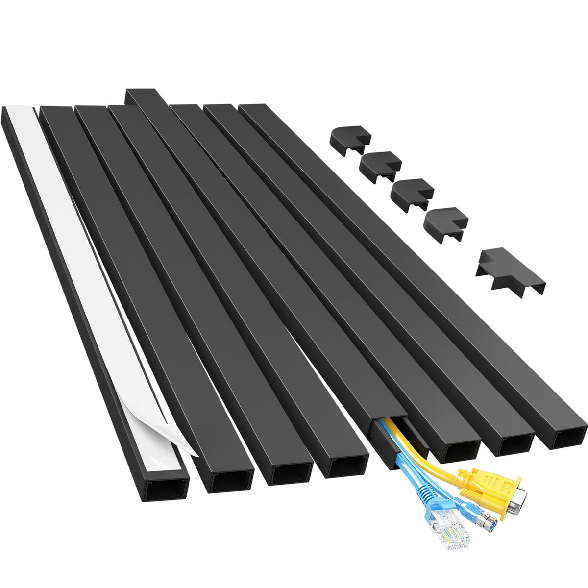 Yecaye Cord Hider 113in wall kit conceals two to three cables for a clean look