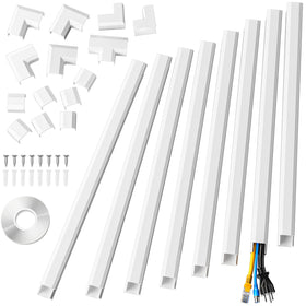 Yecaye Cord Hider conceals TV cables for a tidy wall setup.