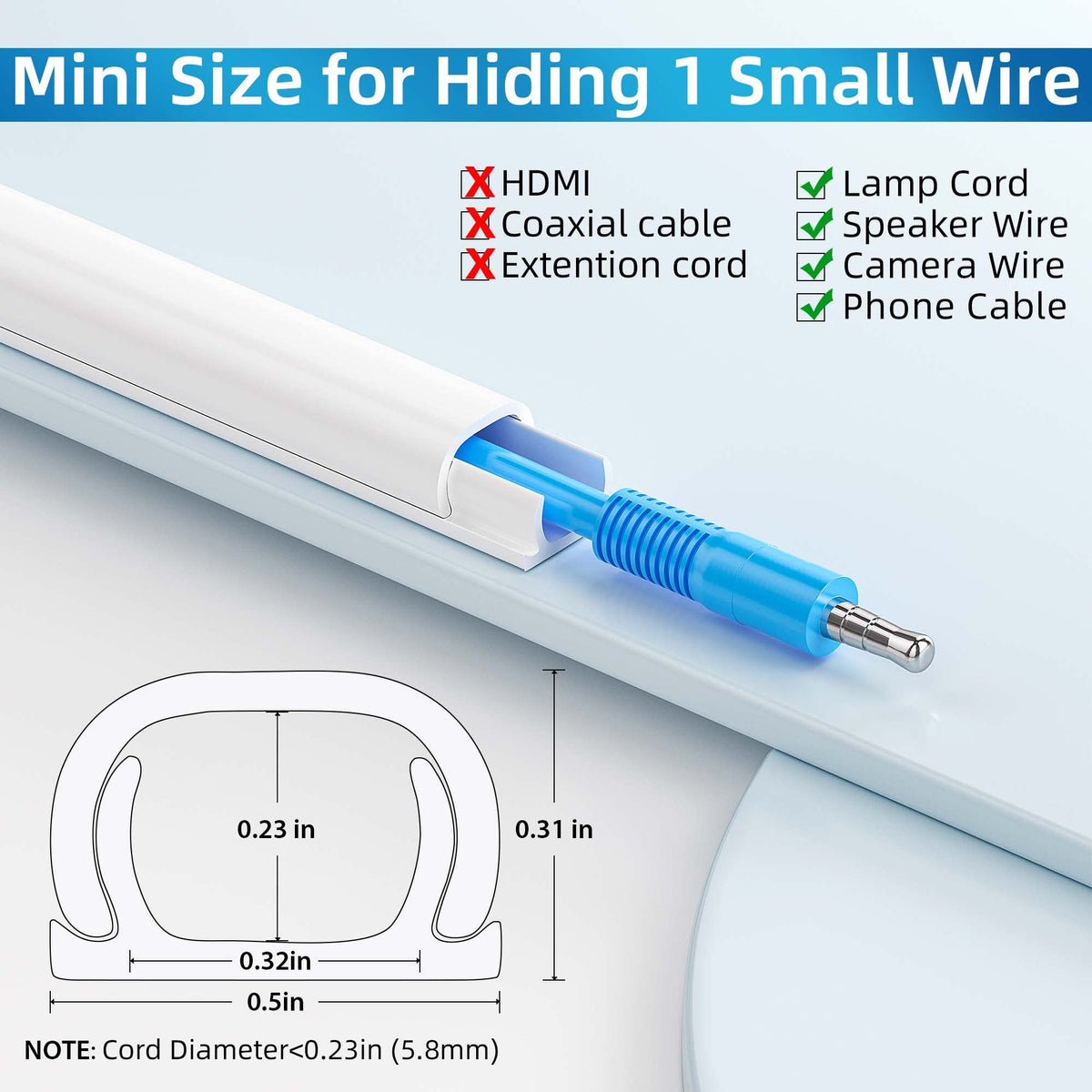 Yecaye cord hider with adhesive tape setup ensures quick, sturdy mounting on smooth surfaces.