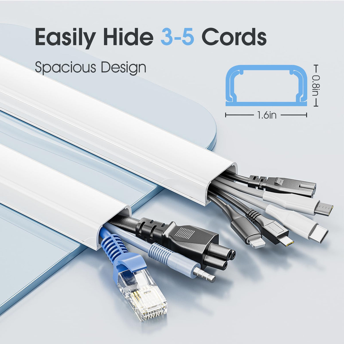 Yecaye cord hider paintable surface blends with wall colors.
