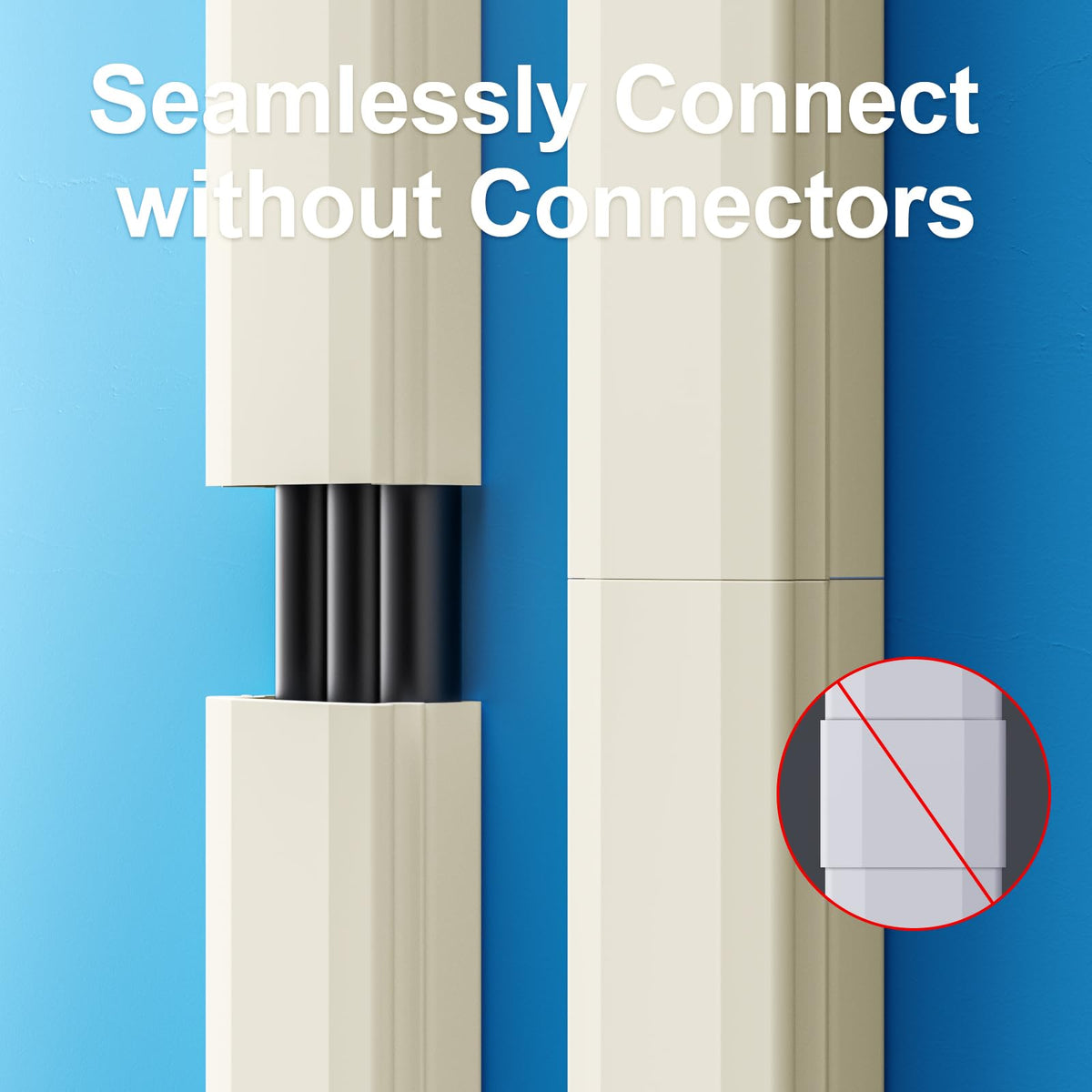 Yecaye cord hider in beige blends with most living room decor.