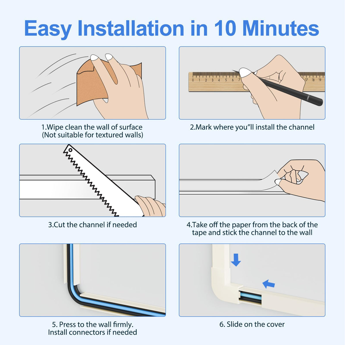 Yecaye Cord Hider acts as a discreet TV cord hider for wall setups.