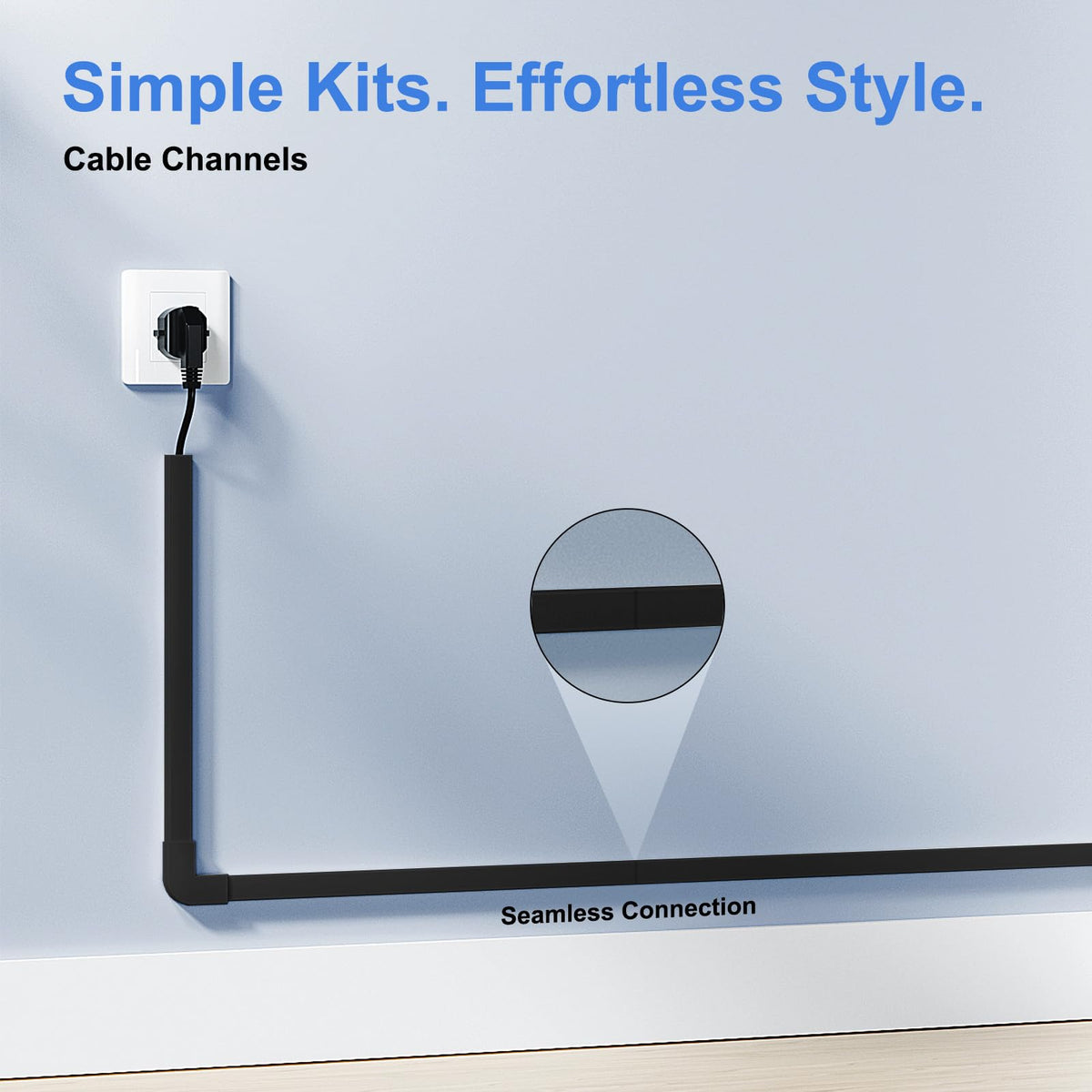 Yecaye cord hider on wall hides TV cords for a neat entertainment area.