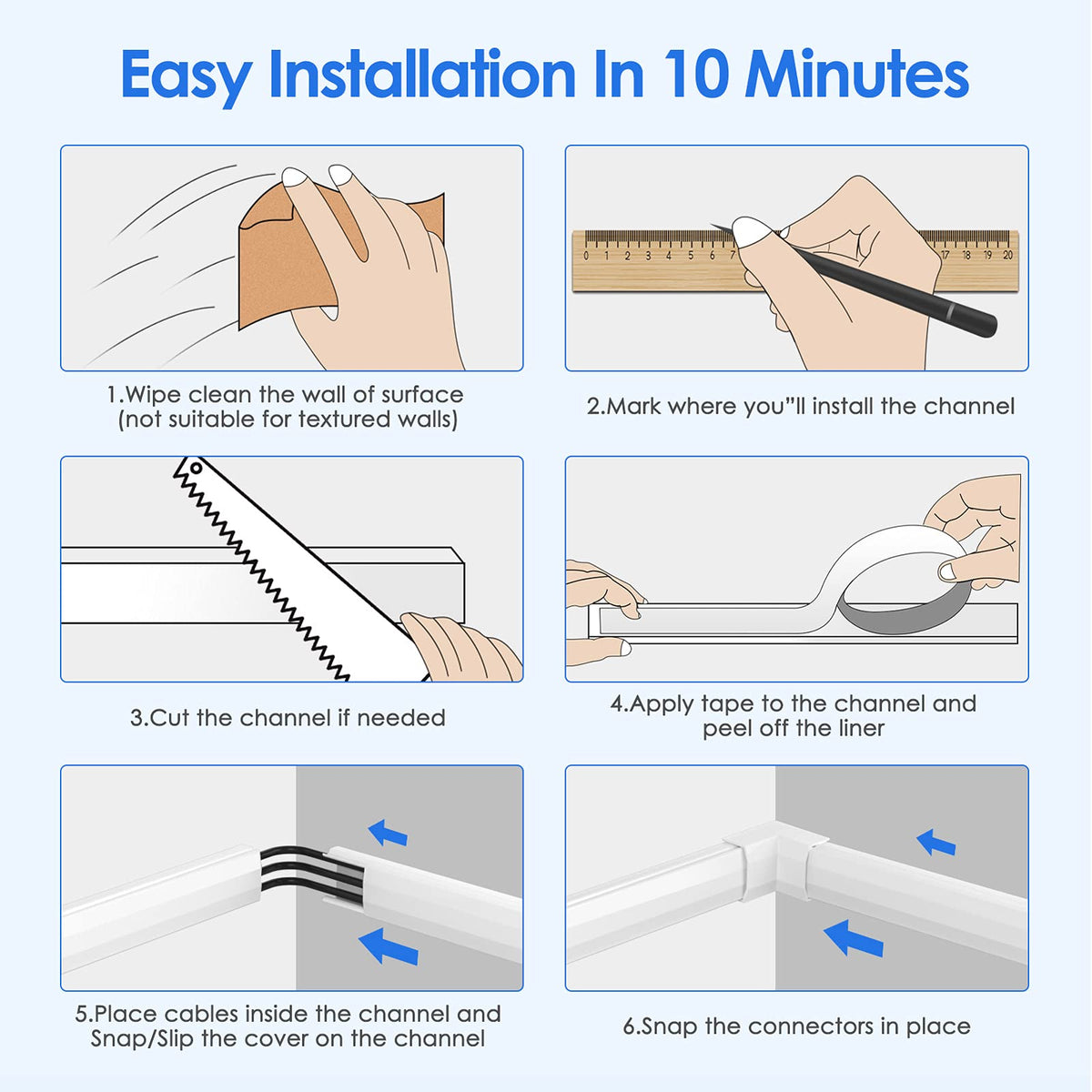 Yecaye Cord Hider enables a neat, safe wall mounted TV setup.