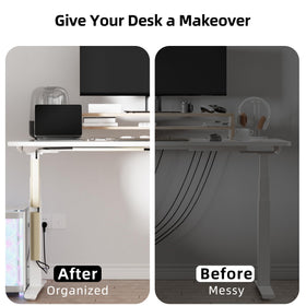 Yecaye flexible J-channel can be placed along desk edges for neat routing.