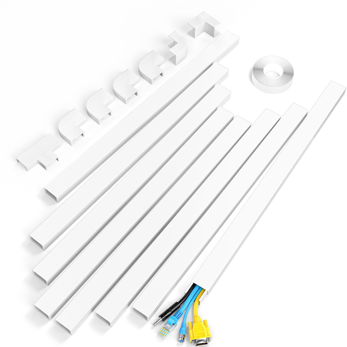 Yecaye front packaging showing full cord hider kit and benefits