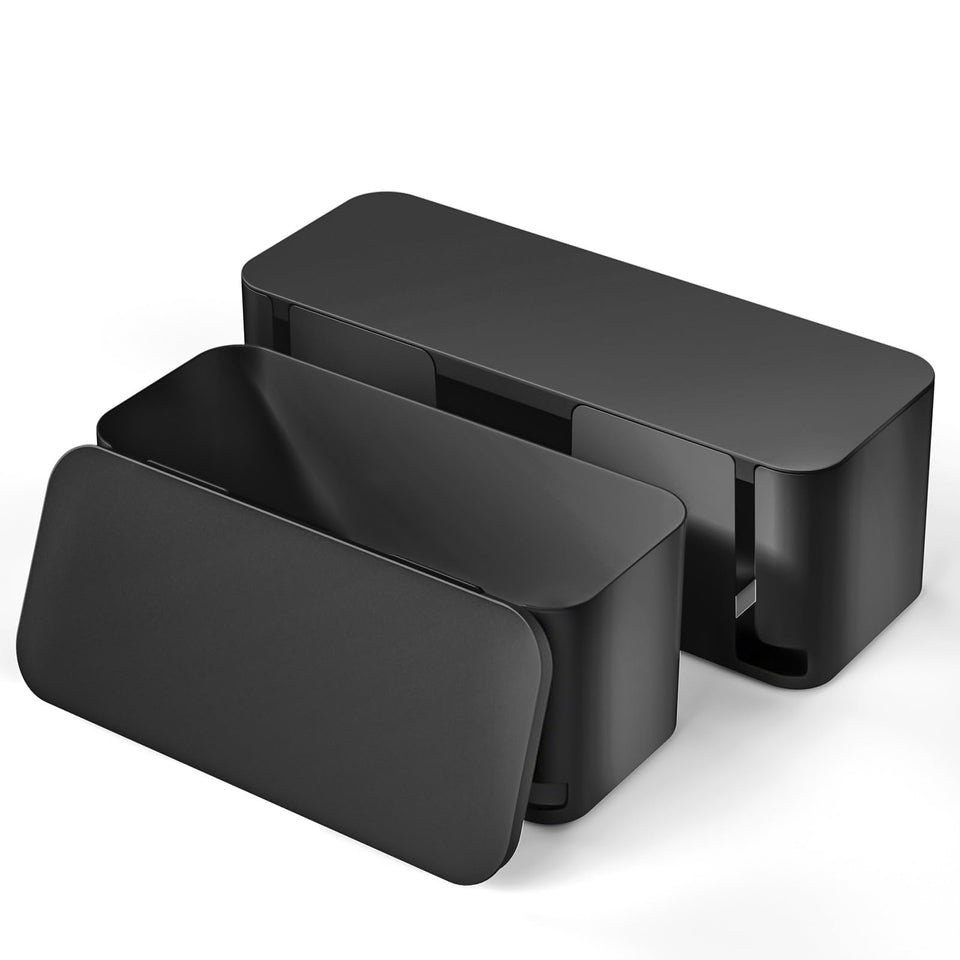 Yecaye front view of both cable management boxes showing clean design and safety