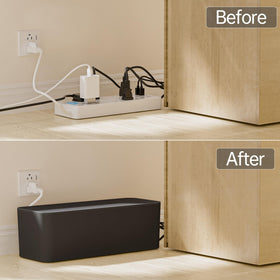 Yecaye in-use living room setup hiding TV power strips for tidy decor