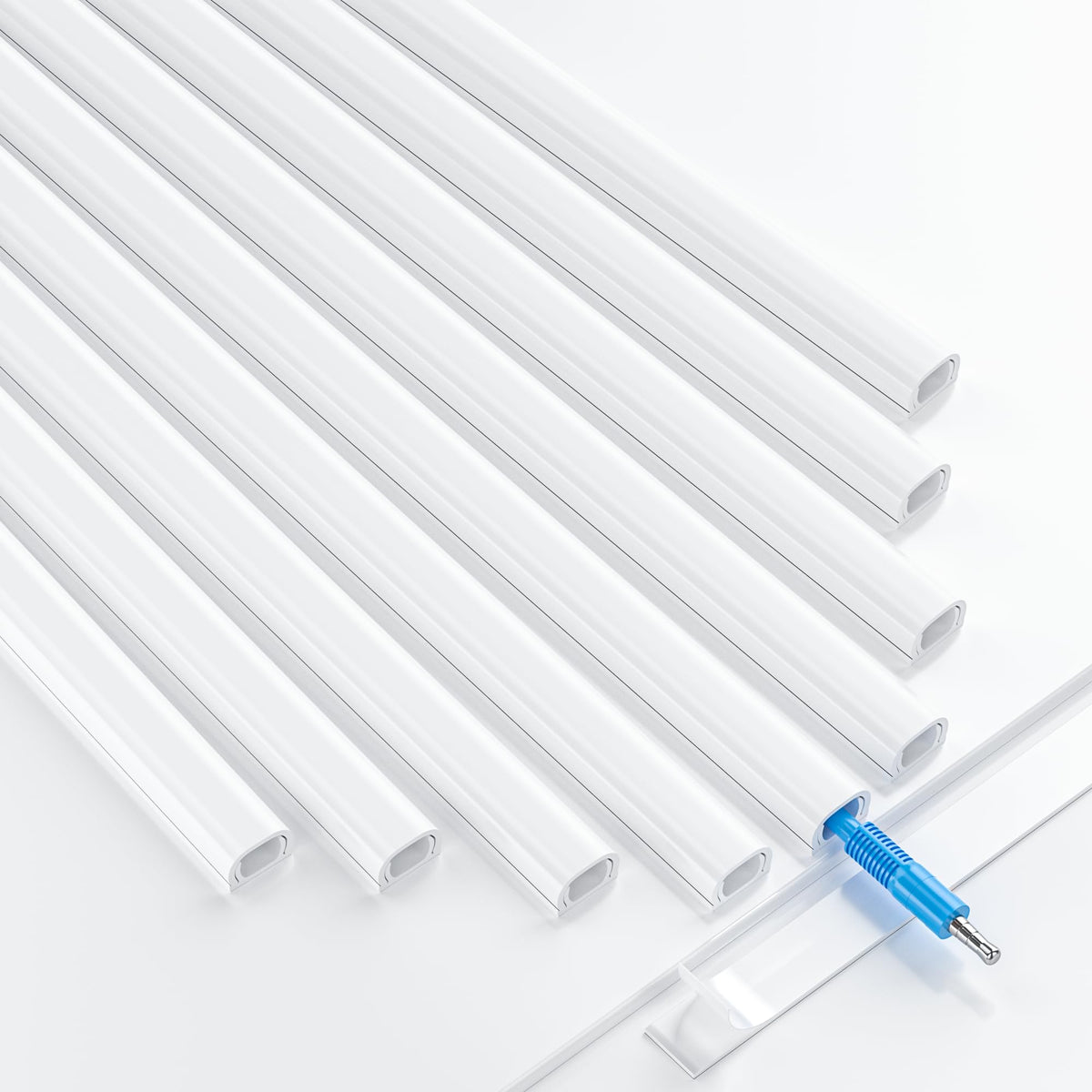 Yecaye mini cord hider on wall cover hides a single cable with clean, seamless appearance.