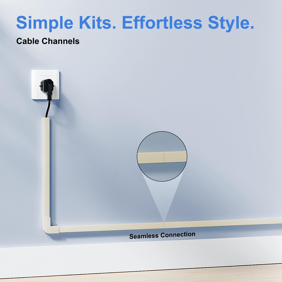 Yecaye mounted along baseboard highlighting streamlined look and organized cables