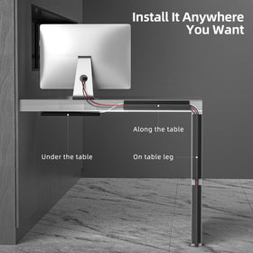 Yecaye mounted under desk demonstrating tidy cable routing and safety