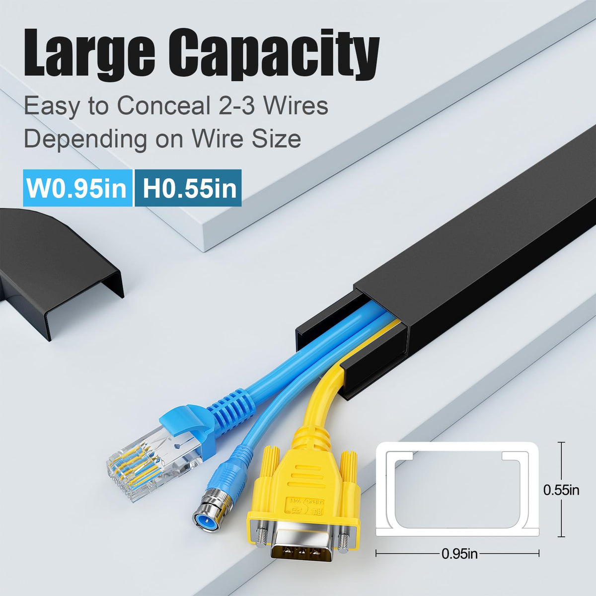 Yecaye TV Cable Hider on wall keeps cords hidden behind a mounted screen
