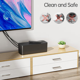 Yecaye under-desk installation protecting cords from pets and feet