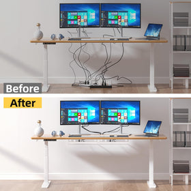 Yecaye white cable tray installation for a clean, glossy desk look.