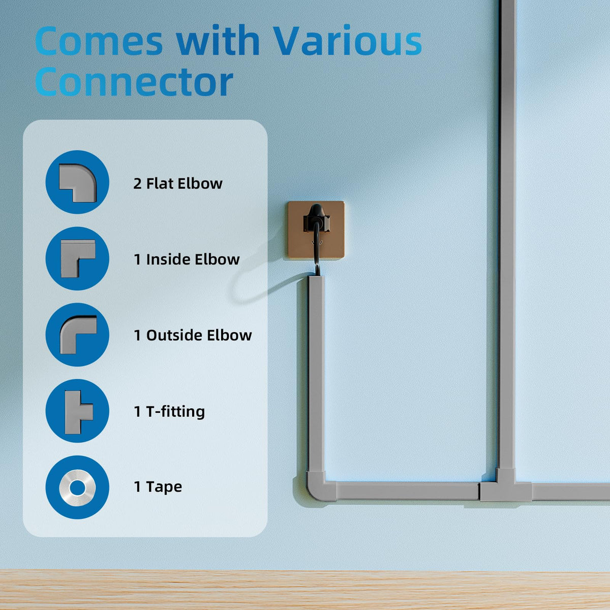 Yecaye wire concealer flat profile creates discreet home office setup