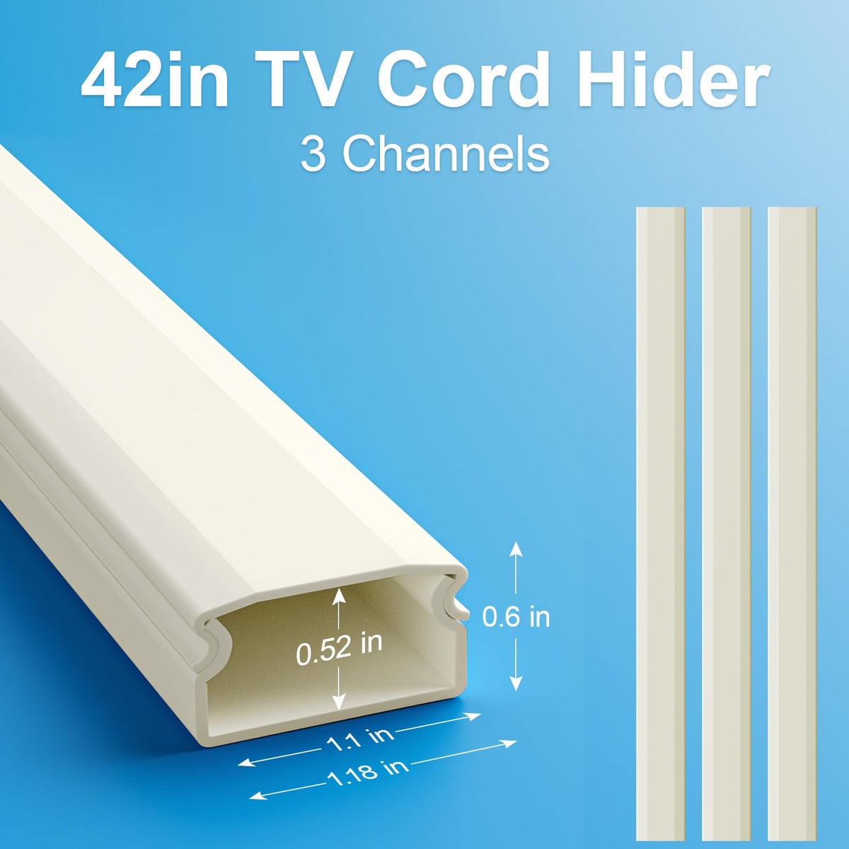 Yecaye wire cover for wall-mounted TV keeps cords tidy and easy to rearrange.