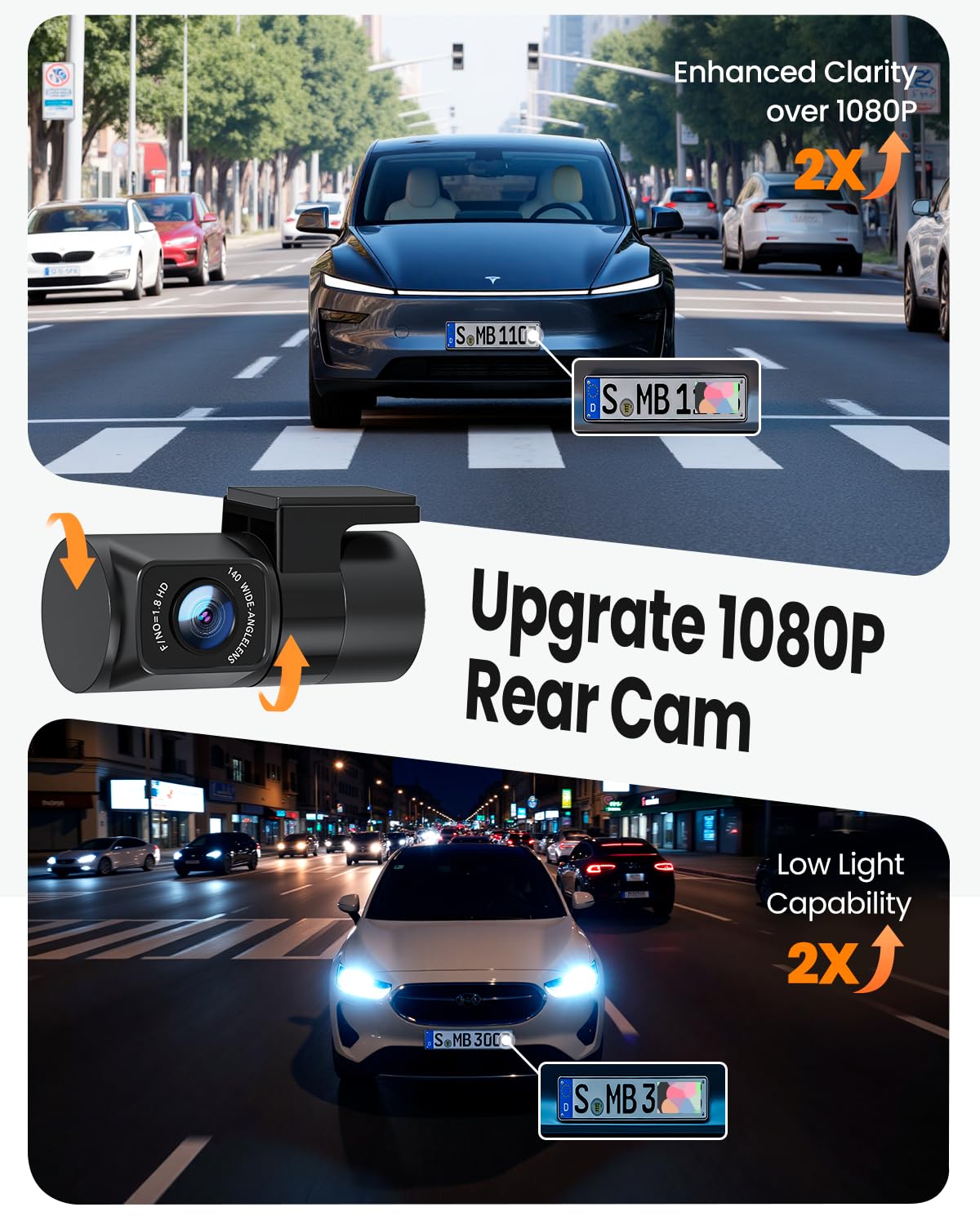 YEECORE 360-degree rotatable rear camera monitors luggage area from the trunk.