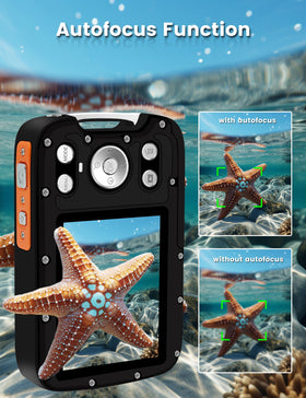 YEEIN camera with dual-screen selfie design supports underwater self-portraits easily