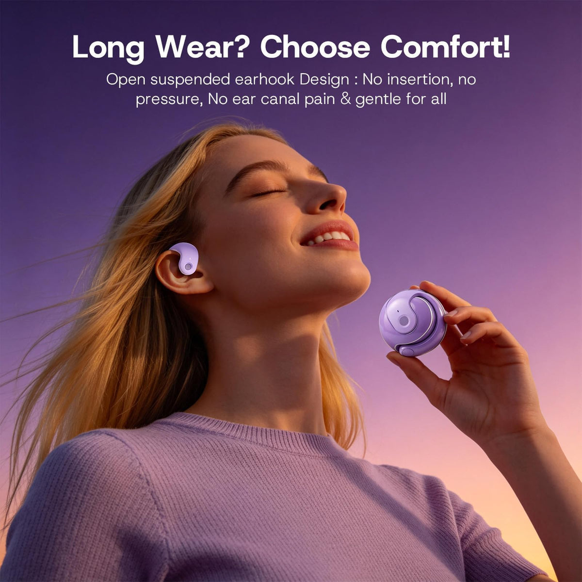 Yeforu silicone ear hook closeup, shows comfort and secure fit