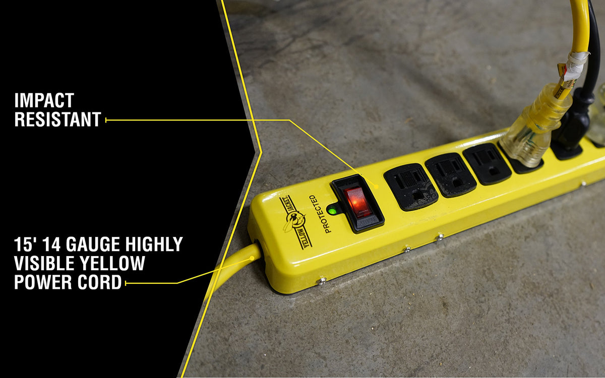 Yellow Jacket 15-foot cord enables flexible placement across spaces.