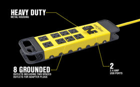 Yellow Jacket Power Block on a workbench illustrating convenient power access.