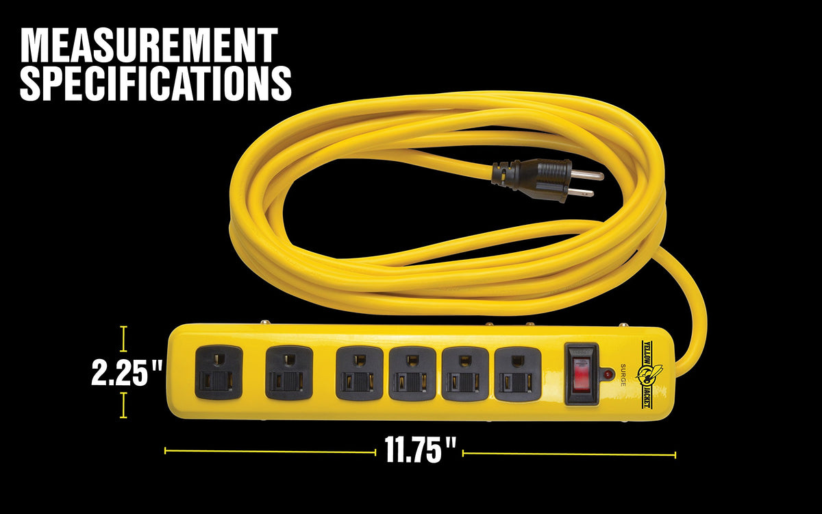 Yellow Jacket surge strip is ideal for computers, printers, and home theater setups.