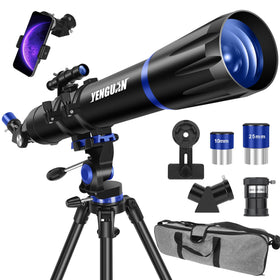 YENGUAN telescope assembled on a stable tripod for easy outdoor viewing.