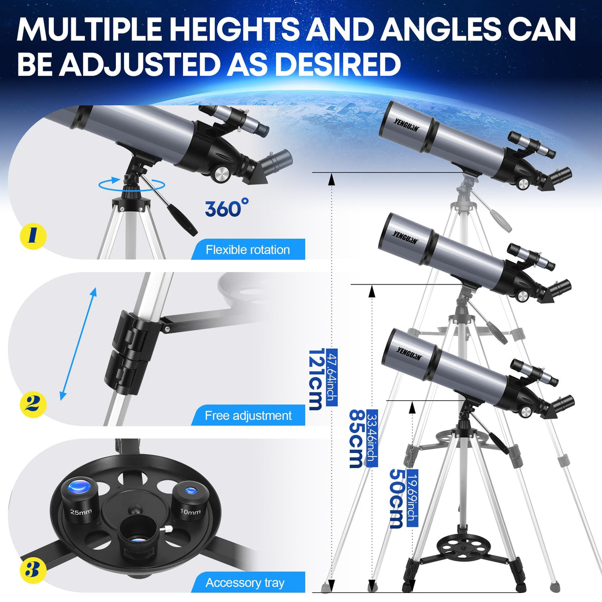 YENGUAN telescope moon filter reduces glare for lunar viewing