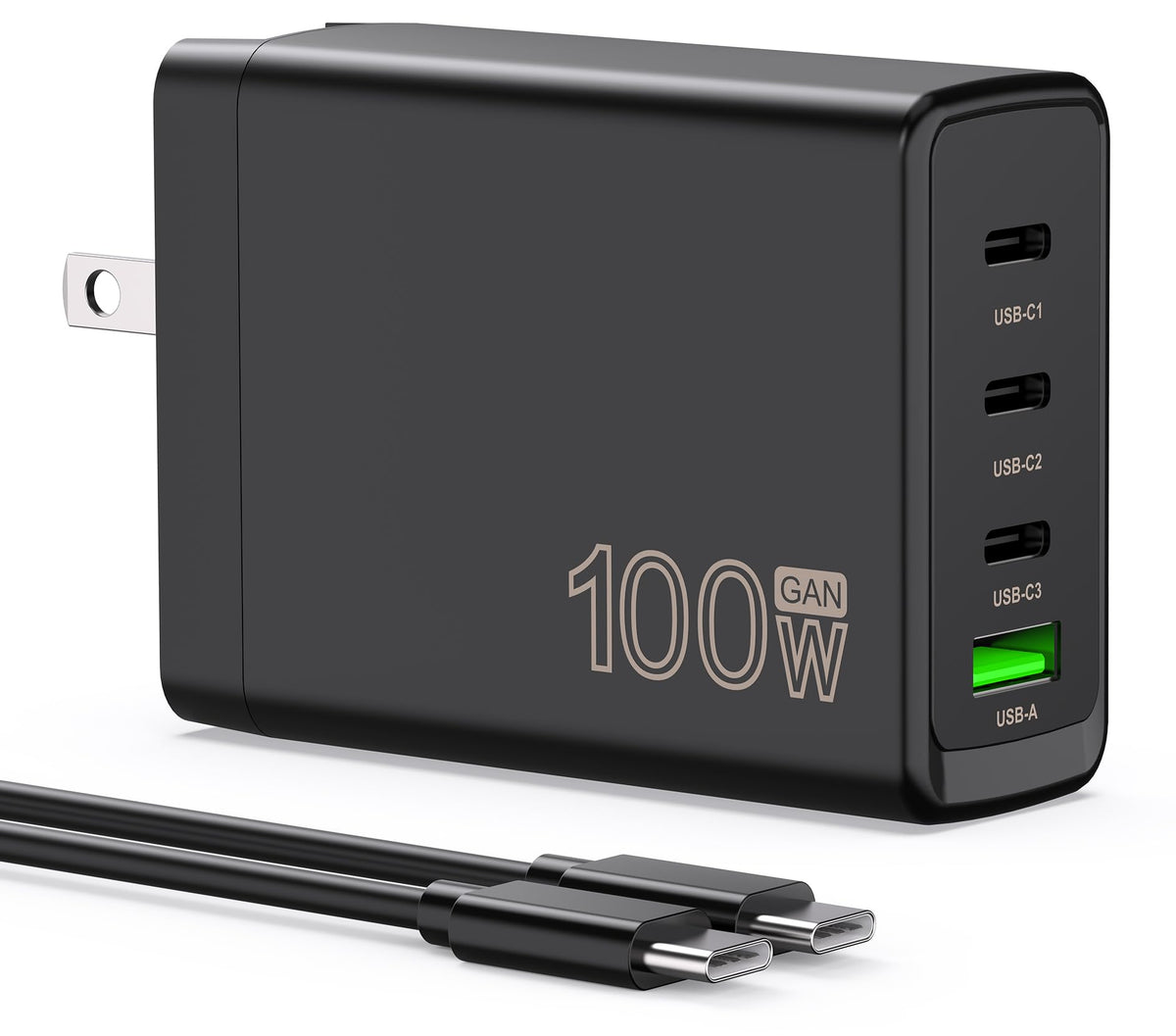 YEOTSMUT 100W GaN 4-Port Charger front view powers multiple devices at once