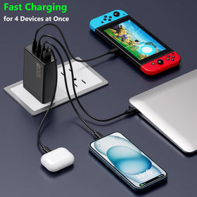 YEOTSMUT 100W GaN 4-Port Charger side view shows compact profile for travel