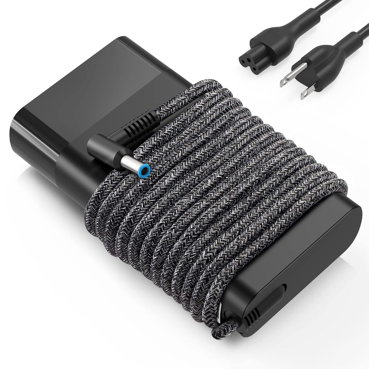 YEOTSMUT 65W/45W charger front view, compact design for HP laptops.