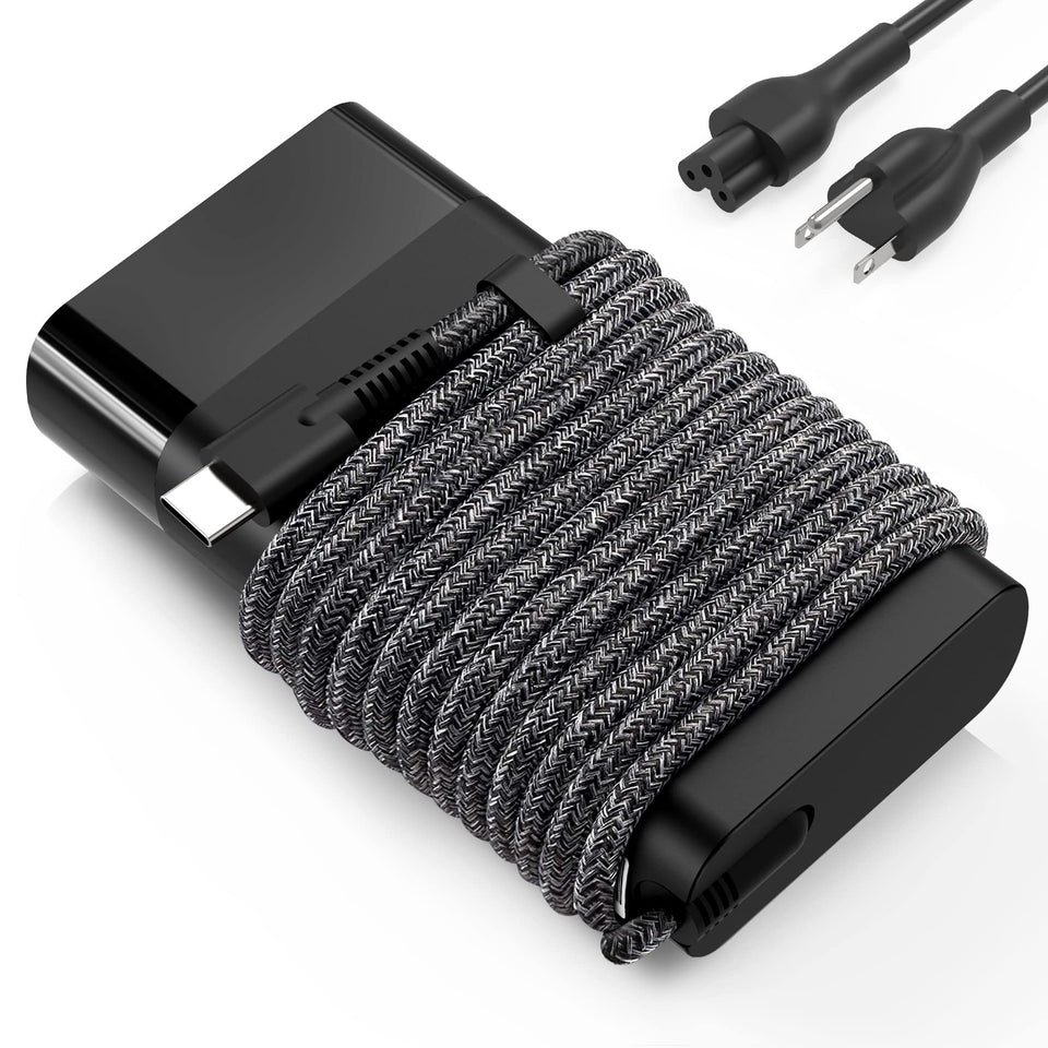 YEOTSMUT Slim 65W USB-C Charger front view, ideal for fast laptop charging on the go