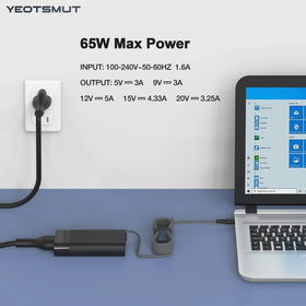 YEOTSMUT Slim 65W USB-C charger USB-C tip close-up for precise plug