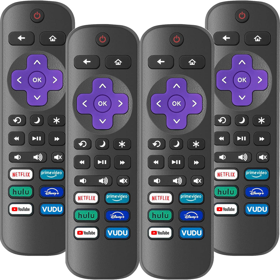 YesBes 4-pack Roku TV remote front view for quick access.
